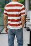 Men's Striped Knitwear T-Shirt, Crew Neck, Slim Fit, Summer Thin Texture - 3