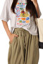 Elastic Waist Loose Cut Flowy Summer Balloon Pants Khaki - C912 - 3