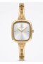 Women's Gold Metal Cord Square Case White Dial Wristwatch with 2 Year Warranty