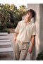 Beige Loose Fit Striped Men's Shirt - 4