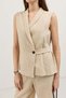 Natur Linen Blended Double-Breasted Women's Vest - 2
