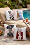 Asil Lady Patterned 4-Piece Throw Pillow Cover Set - 2