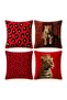 Noble Leopard Patterned 4-Piece Throw Pillow Cover Set - 4