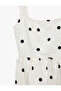 Cotton Square Neck Sleeveless Polka Dot Midi Dress - 6