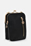 Women's Black Patterned Crossbody and Shoulder Bag with Burs Detail and 3 Compartments - 4