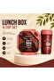 Fashion Lunch Box and Cup Set, Insulated Food Container with Travel Mug, 3 Color Options (BROWN)