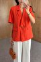 Buttoned Short Sleeve Orange Jacket - 4