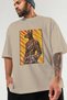 For Dog Lovers 36 Front Dog Printed Beige Oversize T-Shirt 100% Cotton Unisex Dog Lover Premium Design - 3