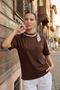 Women's Scarf Detailed Cotton T-Shirt - 3