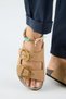 Fuga Women's Leather Genuine Leather Double Buckle Nubuck Tan Slippers - 6