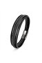 Multi Leather Men's Braided Detail Steel Lock Gift Bracelet 01840 - 3