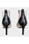 Women's Genuine Leather Zippered Pointed Toe Thin Heeled Boots Black - Beige - 4