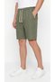 Men's Khaki Color 100% Cotton Linen Muslin Shorts with Back Pockets and Laces - 2