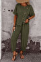 New Season Women's Short-Sleeved Double-Breasted Collared Short Viscose Suit with Asymmetrical Front Cut Detail - 2