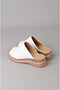 Seç 4095 Genuine Leather Padded Heel Slippers (Heel Height: 4.5cm) White - 5