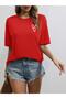 Tiny Heart Printed Women's Oversize Red Salas T-shirt Boyfriend - 2