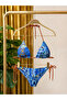 Blue Patterned Triangle Bikini Set - 2