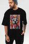 For Dog Lovers 45 Front Dog Printed Black Oversize T-Shirt 100% Cotton Unisex Dog Lover Premium Design - 7