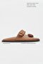 Cute Light Tan Matte Double-Strapped Flat Sole Women's Slippers - 2