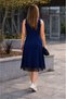 Women's Strappy Round Neck Midi Dress with Ruffled Hem - 3