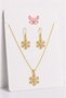 Damla Nazar Star Butterfly Snowflake Polar Star Flower Figured Zircon Stone Necklace Earring Set