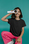 Basic Tshirt Logo-Free Unprinted T-Shirt Cotton Lycra Compact Combed Cotton T-Shirt Unisex - 3