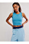 Seamless Jacquard Sleeveless Sports Bustier - Blue - 3