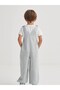 Linen V-Neck Children's Embroidered Jumpsuit 2-7 Years Blue - 2
