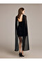 Black Halter Neck Tulle Mini Evening Dress - 4