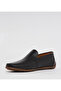 Plain Black Leather Loafers Shoes - 2