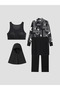 Black High-Neck Patterned Women's Hijab Swimsuit