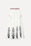 Women's Off-White Ethnic Embroidered Flared Long Skirt - 3