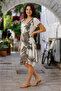 Women's Crew Neck Italian Style Patterned Lined Dress - 3