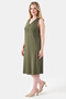 40211 Khaki Button Detail Midi Length Sleeveless Knitted Dress - 2