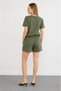 Women's Crew Neck T-Shirt with Pockets and Elastic Waist Shorts Modal Fabric 2-Piece Set 955 - 5
