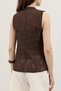 Coffee-Colored Embellished Buttoned Textured Women's Vest - 4