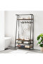 80cm Coat Rack with Shoe Bench, 4-in-1 Clothes Rack, Clothes Rail with Hooks for Hallway, Bedroom, Entryway, Industrial Style - 7