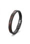 Brown and Black Leather Braided and Steel Men's Bracelet - 21 cm - 5