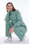 Women's Cotton Zippered Wide Leg Tracksuit Set Water Green 8528 - 8