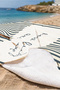 Striped Motto Written Beach Towel - Minimalist Marine Beige Navy Blue Pool Sea Bath Beach Coverlet - 5