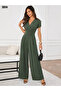 Short Sleeve Double Breasted Collar Plus Size Long Viscose Jumpsuit 190743 - 2