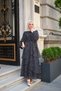 Women's Skirt with Ruffles and Tie Waist Polka Dot Dress Black - 3