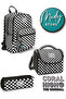 Black and White Checkerboard Patterned 3-Piece School Bag Set