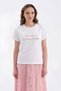 Women's 100% Cotton T-Shirt with Sequin Text Embroidery Detail on the Front