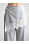 Women's 100% Cotton Top Skirt-Looking Lace Detailed Design Trousers - 4