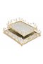 Set of 2 Mirrored Decorative Trays Gold Metal Presentation and Serving Tray with Crystal Stone Detail - 6