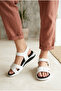 Hesva Women's Sandals with Ankle Strap in White Leather