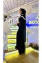 Stone Detailed Hijab Evening Dress with Cape and Tail - 5