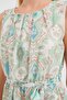 Women's Zero Sleeve Gathered Waist Patterned Chiffon Mint Dress - 3