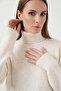 Women's Turtleneck Oversize Knitwear Ecru Sweater - 2